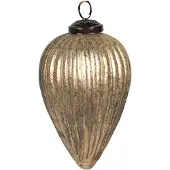 Clayre & Eef Kerstbal Ø 9x14 cm Goudkleurig Glas Kerstboomversiering Goudkleurig Kerstboomversiering