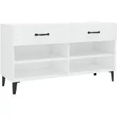 vidaXL Schoenenkast 102x35x55 cm bewerkt hout hoogglans wit