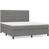 vidaXL Boxspring met matras stof donkergrijs 180x200 cm