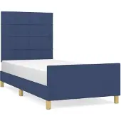 vidaXL Bedframe zonder matras, blauw, 90x200 cm, stof