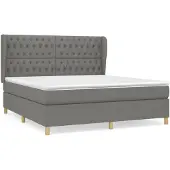 vidaXL Boxspring met matras stof donkergrijs 180x200 cm