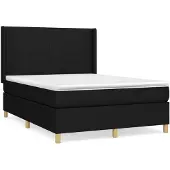 vidaXL Boxspring met matras stof zwart 140x190 cm