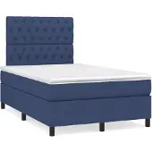 vidaXL Boxspring met matras stof blauw 120x200 cm