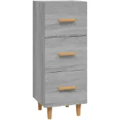 vidaXL Dressoir 34,5x34x90 cm bewerkt hout grijs sonoma eikenkleurig