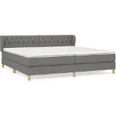 vidaXL Boxspring met matras stof donkergrijs 200x200 cm