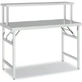 vidaXL Keukenwerktafel met bovenschap 120x60x115 cm roestvrij staal