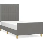vidaXL Bedframe zonder matras 90x190 cm stof donkergrijs