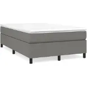 vidaXL Boxspring met matras stof donkergrijs 120x200 cm