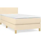 vidaXL Boxspring met matras stof crèmekleurig 80x200 cm