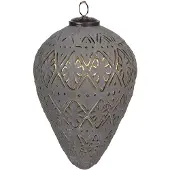 Clayre & Eef Kerstbal 15 cm Grijs Glas Kerstboomversiering Grijs Kerstboomversiering