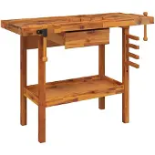vidaXL Werkbank met lade en bankschroeven 124x52x83 cm massief acaciahout