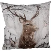 Clayre & Eef Kussenhoes 45x45 cm Bruin Wit Polyester Hert Sierkussenhoes Bruin Sierkussenhoes