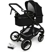 Kiduku KIDUKU- 3 in 1 combi-kinderwagen- zwart- buggy incl. autostoeltje-regenhoes- inklapbaar