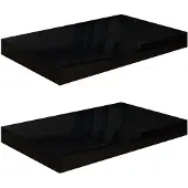 vidaXL Wandschappen zwevend 2 st 40x23,5x3,8 cm MDF hoogglans zwart