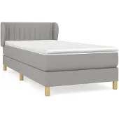 vidaXL Boxspring met matras stof lichtgrijs 90x200 cm