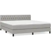 vidaXL Boxspring met matras stof lichtgrijs 180x200 cm