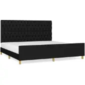 vidaXL Bedframe met hoofdeinde stof zwart 200x200 cm