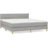 vidaXL Boxspring met matras stof lichtgrijs 180x200 cm