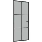 vidaXL Binnendeur 93x201,5 cm matglas en aluminium zwart