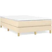 vidaXL Boxspring bed 120x200 cm stof crèmekleurig