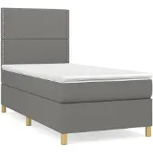 vidaXL Boxspring met matras stof donkergrijs 90x190 cm