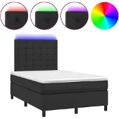 vidaXL Boxspring met matras en LED kunstleer zwart 120x200 cm