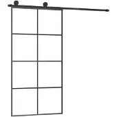 vidaXL Schuifdeur met beslag 102,5x205 cm ESG-glas en aluminium