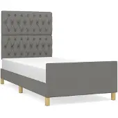 vidaXL Bedframe zonder matras, donkergrijs, 100x200 cm, stof