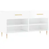 vidaXL Schoenenbank 102x35x55 cm bewerkt hout hoogglans wit