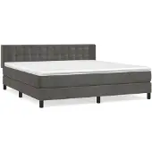 vidaXL Boxspring met matras fluweel donkergrijs 180x200 cm