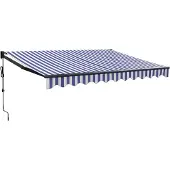 vidaXL Luifel automatisch uitschuifbaar 3x2,5 m blauw en wit