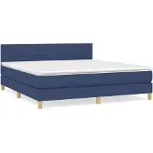 vidaXL Boxspring met matras stof blauw 180x200 cm