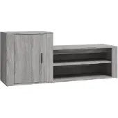 vidaXL Schoenenkast 130x35x54 cm bewerkt hout grijs sonoma