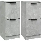vidaXL Dressoirs 2 st 30x30x70 cm bewerkt hout betongrijs