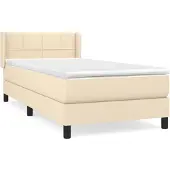 vidaXL Boxspring met matras stof crèmekleurig 100x200 cm