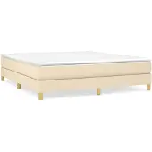 vidaXL Boxspring bed stof crèmekleurig 160x200 cm