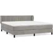 vidaXL Boxspring met matras fluweel lichtgrijs 160x200 cm