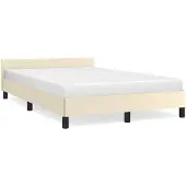 vidaXL Bedframe met hoofdeinde, zonder matras, crème, 120x200 cm