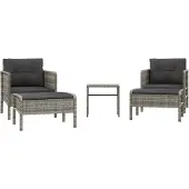 vidaXL 5-delige loungeset voor de tuin met kussens, grijs, polyrotan