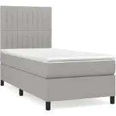 vidaXL Boxspring met matras stof lichtgrijs 90x190 cm