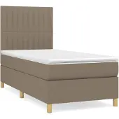 vidaXL Boxspring met matras stof taupe 90x200 cm