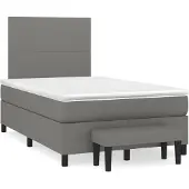 vidaXL Boxspring met matras stof donkergrijs 120x200 cm