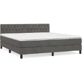 vidaXL Boxspring met matras fluweel donkergrijs 180x200 cm