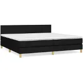 vidaXL Boxspring met matras stof zwart 200x200 cm