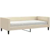 vidaXL Slaapbank met matras 90x200 cm stof crèmekleurig