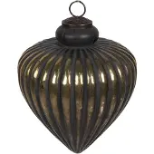 Clayre & Eef Kerstbal Ø 14x13 cm Zwart Glas Kerstboomversiering Zwart Kerstboomversiering