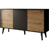 Meubella Dressoir Mat zwart 154x39x83 met deuren