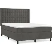 vidaXL Boxspring met matras fluweel donkergrijs 140x200 cm