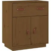vidaXL Dressoir 65,5x40x75 cm massief grenenhout honingbruin