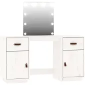 vidaXL Kaptafelset met LED massief grenenhout wit